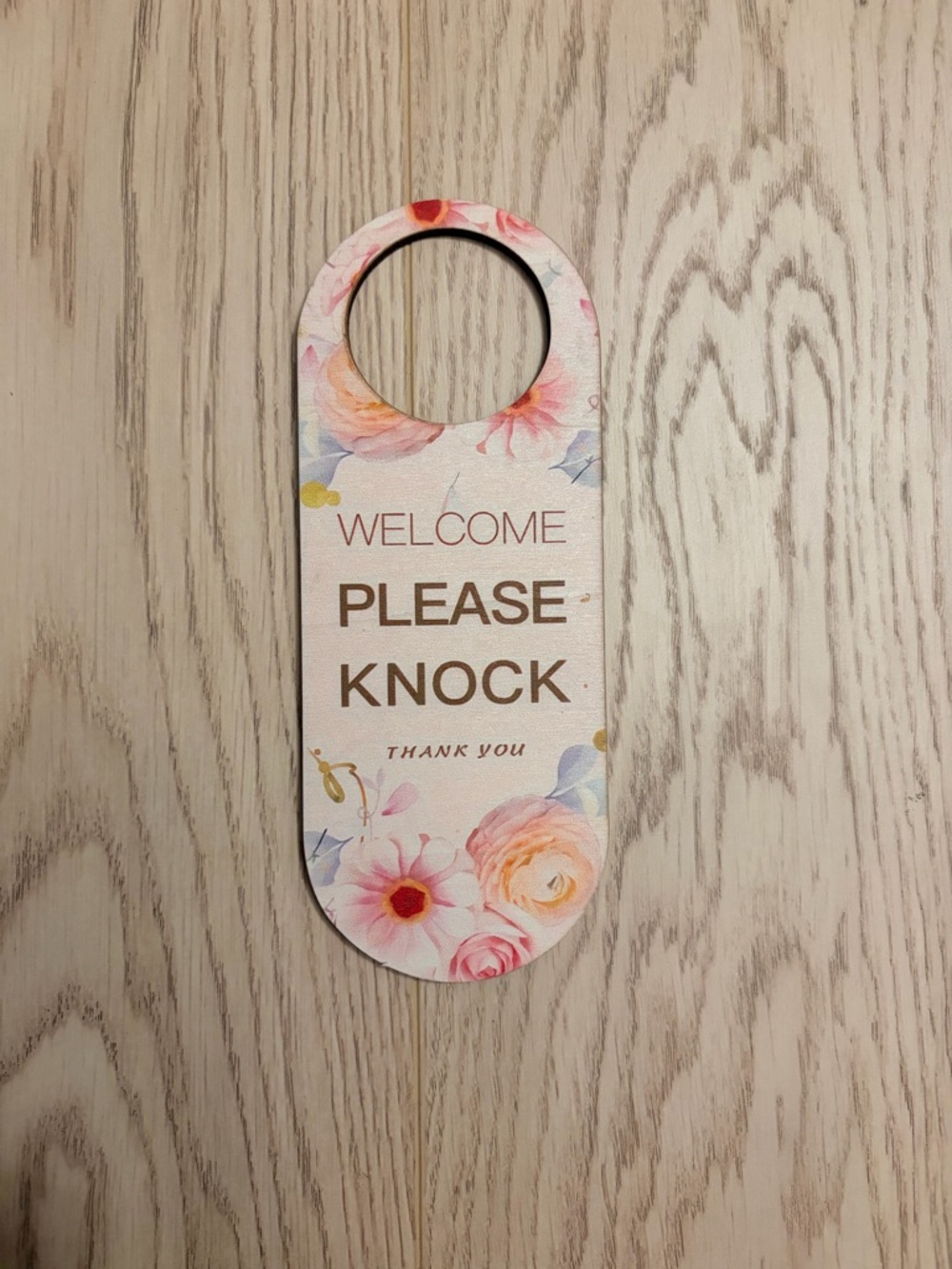 Floral Wood Door Hanger Sign - Welcome Please Knock - FREE WITH BUNDLE